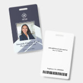 Modern Blue Employee Foto ID Ausweis (Vorder- & Rückseite)