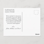 Modern Blue Es ist ein Junge! Baby Birth Announcem Postkarte (Rückseite)