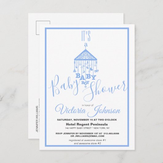 Modern Blue Es ist eine Baby Boy Dusche Einladung (Vorne/Hinten)