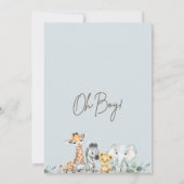 Modern Blue Eucalyptus Foliage Safari Baby Dusche Einladung (Rückseite)