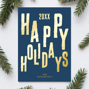 Modern Blue Festive Happy Holidays Weihnachten Folien Feiertagskarte