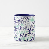 Modern Blue First Name Typography Pattern Tasse (Zentrum)
