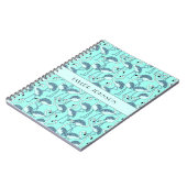 Modern Blue Flamingos Muster Notizblock (Linke Seite)