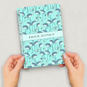 Modern Blue Flamingos Muster Notizblock