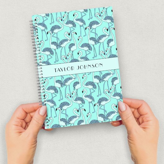 Modern Blue Flamingos Muster Notizblock