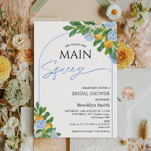 Modern Blue Floral Arch Lemon Brautparty Einladung