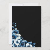Modern Blue Floral Black Save the Date Einladung (Rückseite)