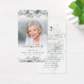 Modern Blue Floral Cross Prayer Card (Schreibtisch)