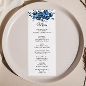 Modern Blue Floral Dinner Menu Card Einladung