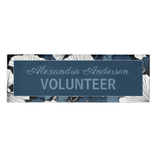 Modern Blue Floral Individuelle Name Namenschild