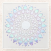 Modern Blue Floral Lotus Mandala Glasuntersetzer (Vorderseite)
