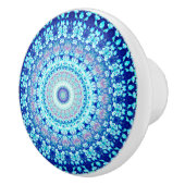 Modern Blue Floral Muster Crystal Keramikknauf (Rechts)