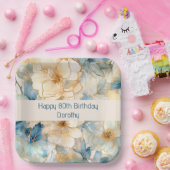 Modern Blue Floral Pappteller (Party)