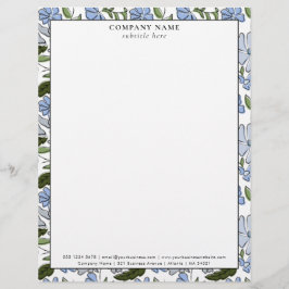 Modern Blue Floral Pattern Company Name Details Briefbogen