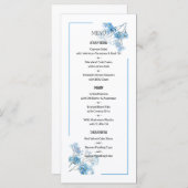 Modern Blue Floral Pattern Forget-Me-Not Wedding Menükarte (Vorne/Hinten)