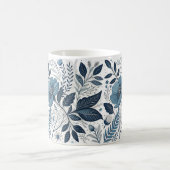 Modern Blue Floral Pattern Mug Kaffeetasse (Mittel)