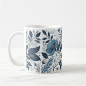 Modern Blue Floral Pattern Mug Kaffeetasse (Links)