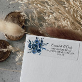 Modern Blue Floral Return Address Label