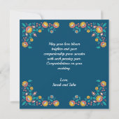 Modern Blue Floral Shaadi Mubarak Card (Rückseite)