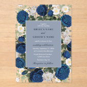 Modern Blue Floral Watercolor Acryleinladungen (Vorderseite)