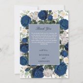 Modern Blue Floral Watercolor Dankeskarte (Vorderseite)