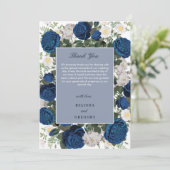 Modern Blue Floral Watercolor Dankeskarte (Stehend Vorderseite)