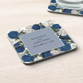 Modern Blue Floral Watercolor Getränkeuntersetzer (Linke Seite)