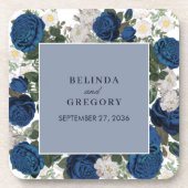 Modern Blue Floral Watercolor Getränkeuntersetzer (Vorderseite)