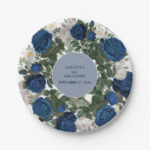 Modern Blue Floral Watercolor Pappteller (Vorderseite)