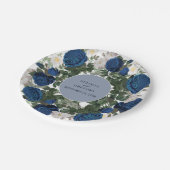 Modern Blue Floral Watercolor Pappteller (Schrägansicht)