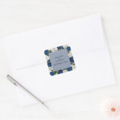 Modern Blue Floral Watercolor Quadratischer Aufkleber (Umschlag)