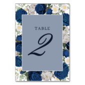 Modern Blue Floral Watercolor Tischnummer (Rückseite)