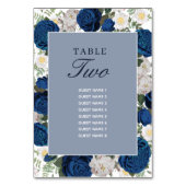 Modern Blue Floral Watercolor Tischnummer (Rückseite)