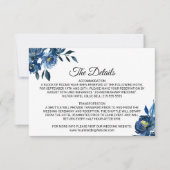 Modern Blue Floral Wedding Details Beilage Karte (Vorderseite)