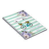 Modern Blue Flowers Bicycle Notebook Notizblock (Rechte Seite)
