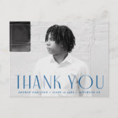 Modern Blue Foto Abschluss Vielen Dank Postkarte (Vorderseite)