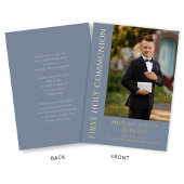 Modern Blue Foto Boy First Heilige Kommune Folieneinladung