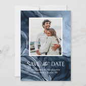 Modern Blue Foto Flat Save the Date Card (Vorderseite)