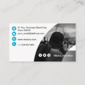 Modern Blue Fotograf Business Card Visitenkarte (Rückseite)