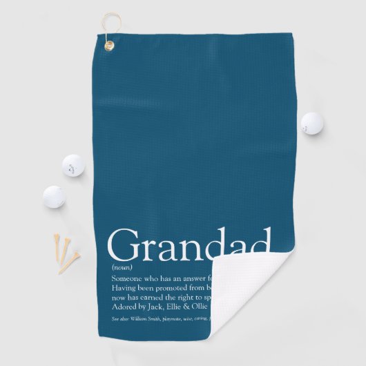 Modern Blue Fun Grandpa Grandad Papa Definition Golfhandtuch (Insitu)