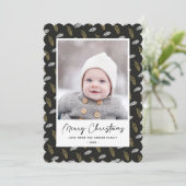 Modern Blue Fun Script Gold Pine Cone Weihnachten (Stehend Vorderseite)