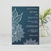 Modern Blue Galaxy Henna Indian Weditation Einladu Einladung (Stehend Vorderseite)