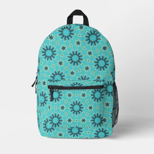Modern Blue Geometric Burst Backpack Bedruckter Rucksack (Vorderseite)