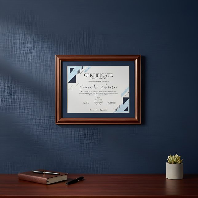 Modern Blue Geometric Certificate of Achievement  (Von Creator hochgeladen)