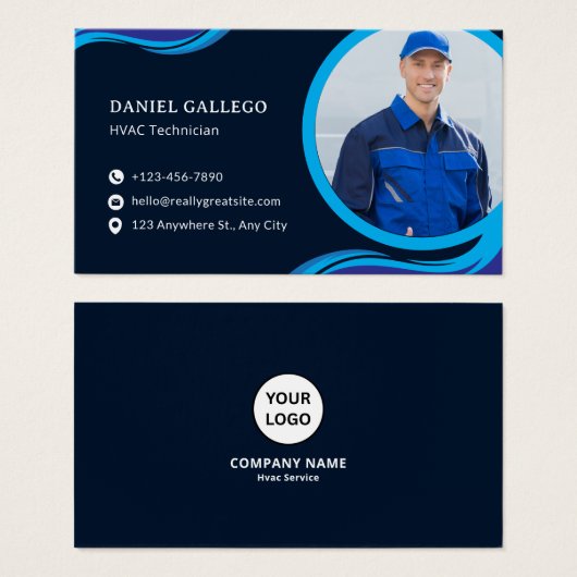 Modern Blue Geometric Corporate Business Card (Vorne & Hinten)