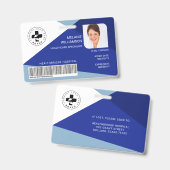 Modern Blue Geometric Design Medical Foto ID/Logo Ausweis (Vorder- & Rückseite)