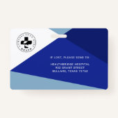 Modern Blue Geometric Design Medical Foto ID/Logo Ausweis (Rückseite)