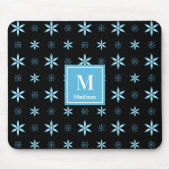 Modern Blue Geometric Floral Monogram Mouse Pad Mousepad (Vorne)