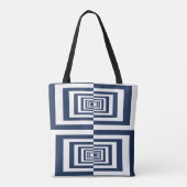 Modern Blue Geometric Muster Tasche (Rückseite)