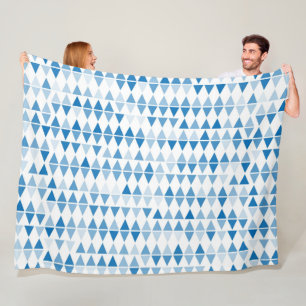 Modern Blue Geometric Triangle Pattern Blanket Fleecedecke